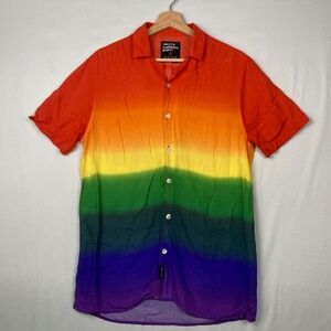 Hollister Confidence Project Shirt Short Sleeve Rainbow Button Down Size S